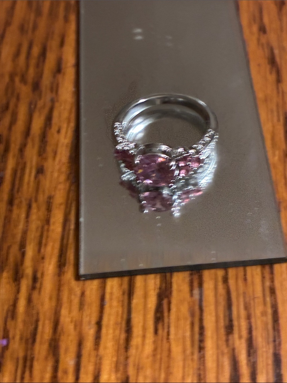 Silver Tone Purple Stone Women's Ring